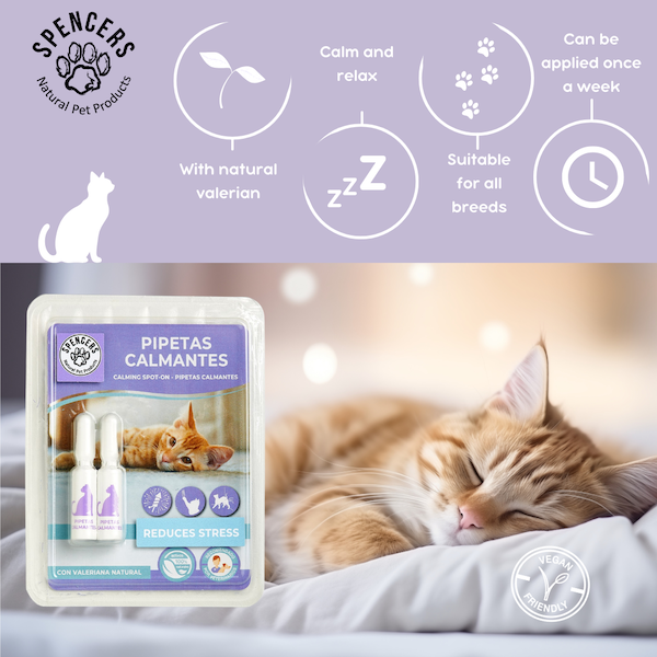 Spencers calming spot-on drops for cats: with natural valerian, calm and relax, suitable for all breeds, applied once a week